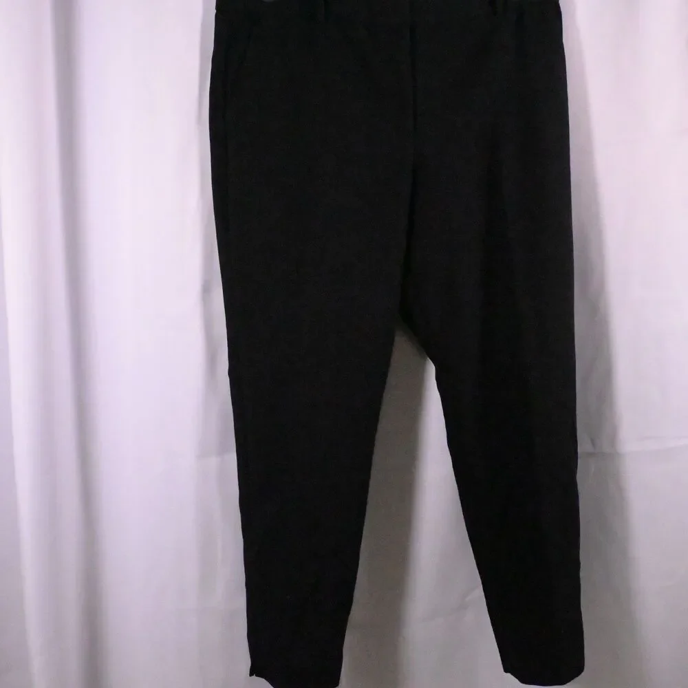 Talbots Womens 12p Petite 33x26 Black Hampshire High Rise Ankle‎ Pants